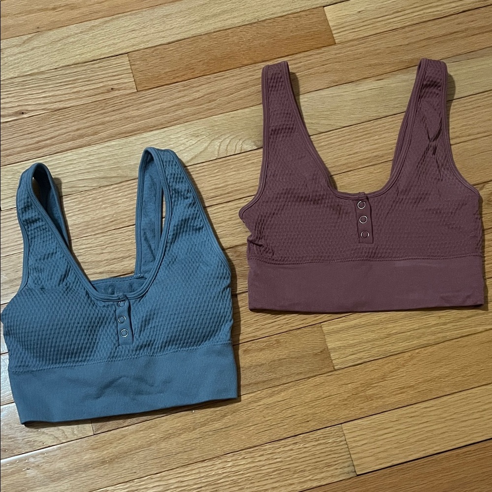 Aeropostale Blue and Brown Ribbed Crop Tops